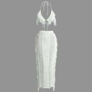 MICAS IVORY KNIT MAXI SKIRT SET